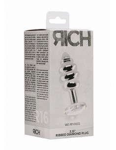 Stymulujący korek analny z diamentem - 3.15 Inch - Silver - Korki analne stalowe - 1 2