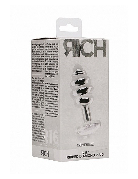 Stymulujący korek analny z diamentem - 3.15 Inch - Silver - Korki analne stalowe - 2
