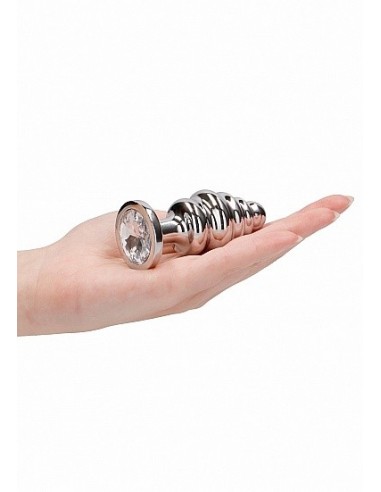 Stymulujący korek analny z diamentem - 3.15 Inch - Silver - Korki analne stalowe - 9