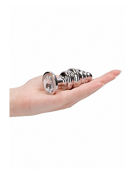 Stymulujący korek analny z diamentem - 3.15 Inch - Silver - Korki analne stalowe - 9