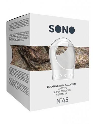 Pierścień na Penisa na penisa No.45 - Cockring with Ball Strap - Translucent - Pierścienie erekcyjne niewibrujące - 3