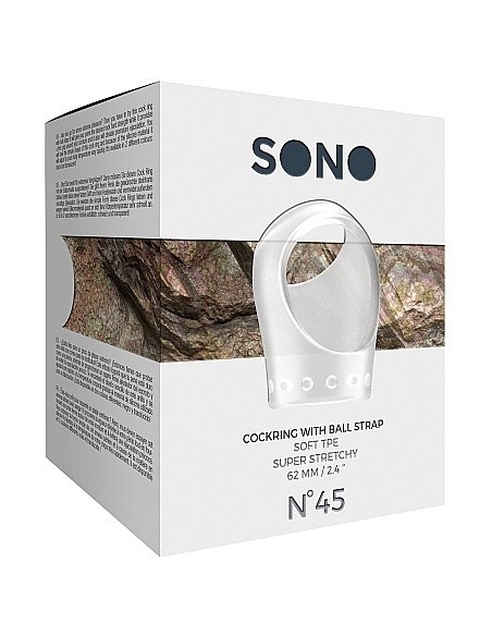 Pierścień na Penisa na penisa No.45 - Cockring with Ball Strap - Translucent - Pierścienie erekcyjne niewibrujące - 3