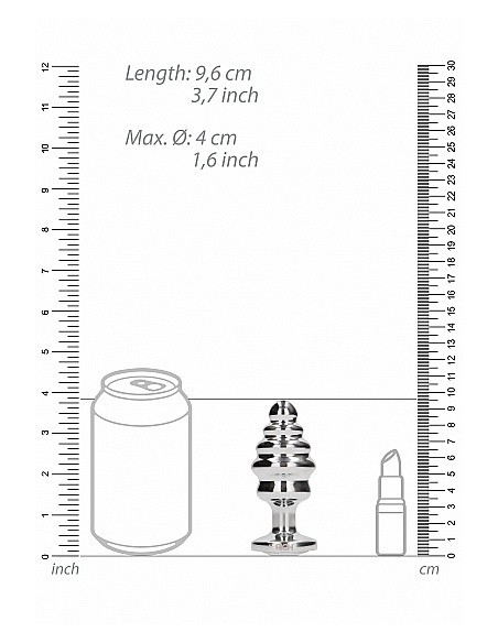 Stymulujący korek analny z diamentem - 3.75 Inch - Silver - Korki analne stalowe - 3