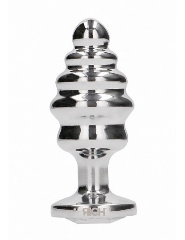 Stymulujący korek analny z diamentem - 3.75 Inch - Silver - Korki analne stalowe - 4