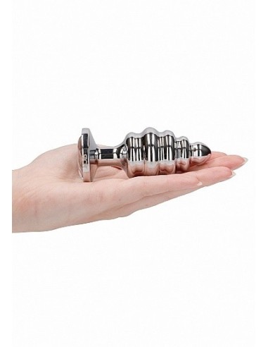 Stymulujący korek analny z diamentem - 3.75 Inch - Silver - Korki analne stalowe - 8