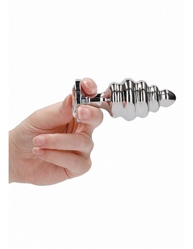 Stymulujący korek analny z diamentem - 3.75 Inch - Silver - Korki analne stalowe - 10