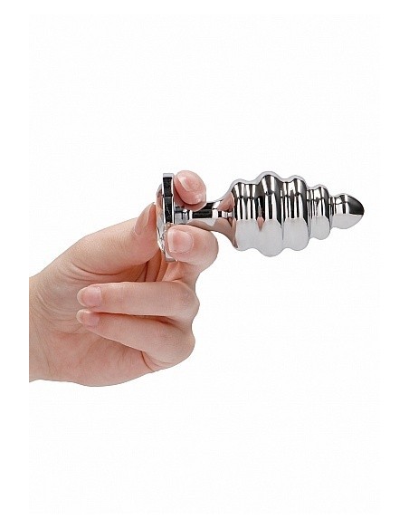 Stymulujący korek analny z diamentem - 3.75 Inch - Silver - Korki analne stalowe - 10