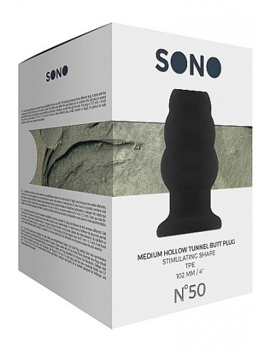 Korek analny zatyczka No.50 - Medium Hollow Tunnel Butt Plug - 4 Inch - Black - Korki analne pozostałe - 4