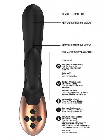Wibrator króliczek Heating G-Spot Vibrator - Exquisite - Black - Wibratory Króliczki - 12