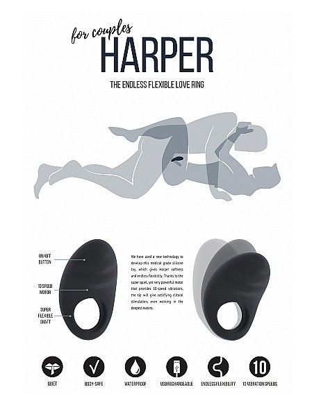Pierścien erekcyjny wibrujący Harper - Czarny - Pierścienie erekcyjne wibrujące - 11