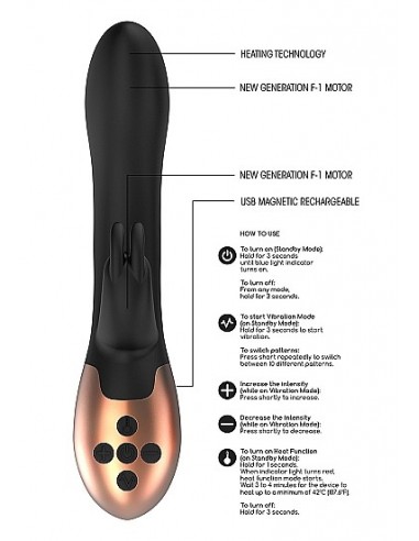 Wibrator króliczek Heating Opulent - Black - Wibratory Króliczki - 12