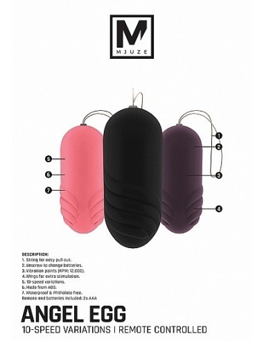 Bezprzewodowe jajeczko wibrujące Angel Vibrating Egg - Black - Wibratory Jajeczka - 5