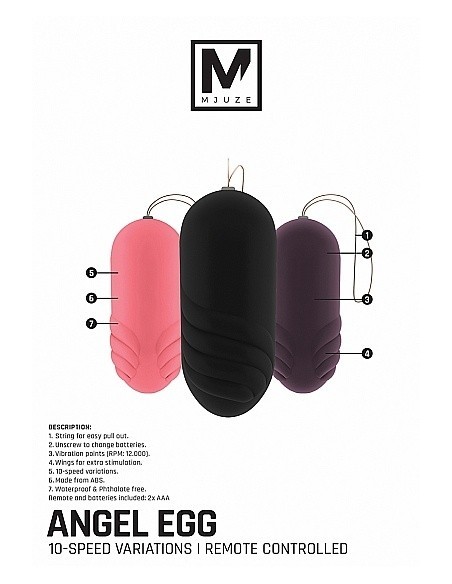 Bezprzewodowe jajeczko wibrujące Angel Vibrating Egg - Black - Wibratory Jajeczka - 5