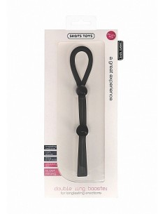 Regulowany Pierścień na Penisa Double Ring Booster - Black - Pierścienie erekcyjne niewibrujące - 1 2