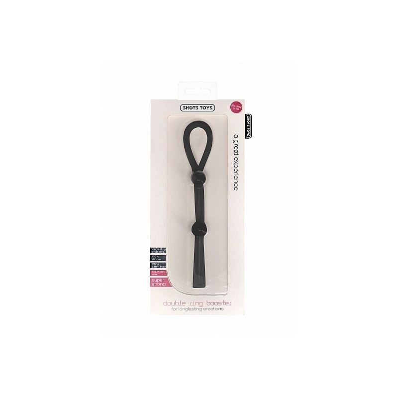 Double Ring Booster Black - Regulowany Pierścień Erekcyjny z Silikonu Medycznego i ABS, Uniwersalny Regulowany Obwód - 2