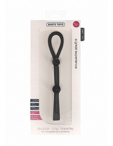 Regulowany Pierścień na Penisa Double Ring Booster - Black - Pierścienie erekcyjne niewibrujące - 2