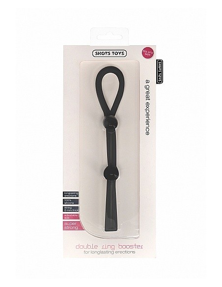 Regulowany Pierścień na Penisa Double Ring Booster - Black - Pierścienie erekcyjne niewibrujące - 2