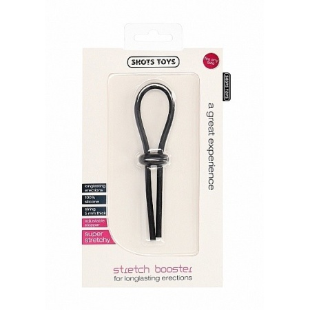 Pierścień erekcyjny Stretch Booster Black - regulowany zacisk typu lasso z silikonu medycznego o bezstopniowej regulacji obwodu - 2