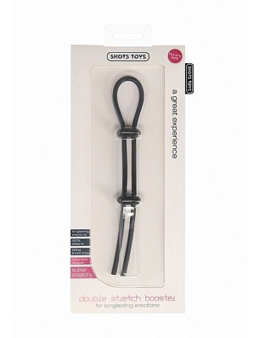 Regulowany Pierścień na Penisa Double Stretch Booster - Black - Pierścienie erekcyjne niewibrujące - 2