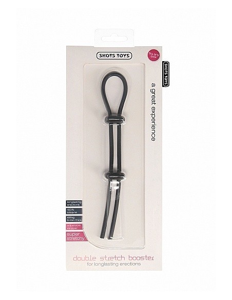 Regulowany Pierścień na Penisa Double Stretch Booster - Black - Pierścienie erekcyjne niewibrujące - 2