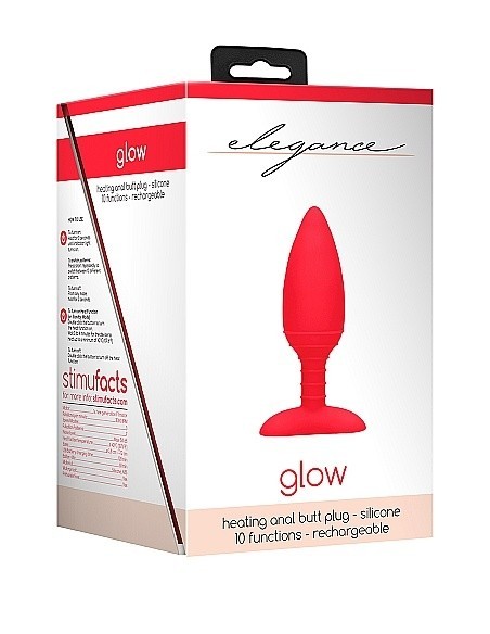 Wibrujący korek analny Heating Anal Butt Plug - Glow - Red - Kulki i korki analne wibrujące - 2