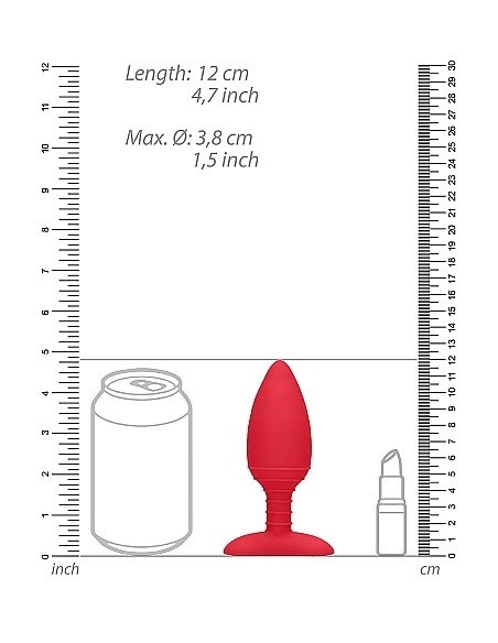 Wibrujący korek analny Heating Anal Butt Plug - Glow - Red - Kulki i korki analne wibrujące - 3