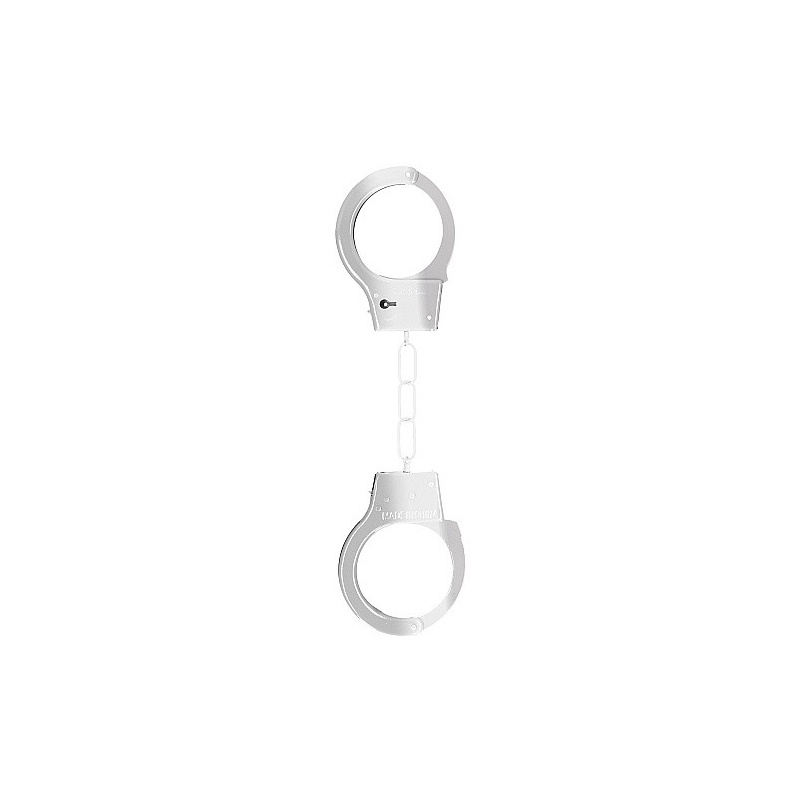 Kajdanki metalowe Metal Handcuffs ze stalowym łańcuchem i przyciskiem awaryjnego zwolnienia - 1