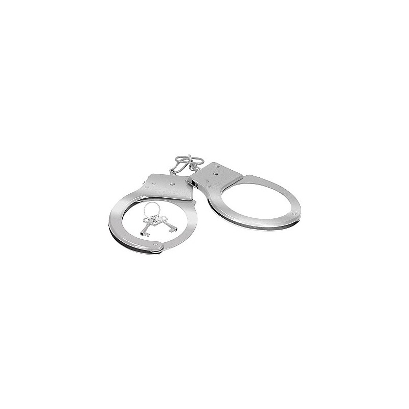 Kajdanki metalowe Metal Handcuffs ze stalowym łańcuchem i przyciskiem awaryjnego zwolnienia - 2