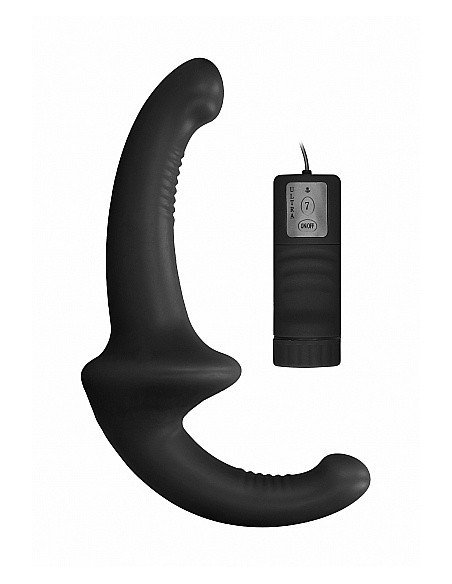 Strapon Z Wibracjami Vibrating Silicone Strapless Strapon - Black - Strap-ony, dilda na pasku z wibracją - 1