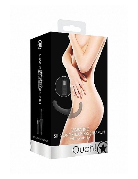 Strapon Z Wibracjami Vibrating Silicone Strapless Strapon - Black - Strap-ony, dilda na pasku z wibracją - 2