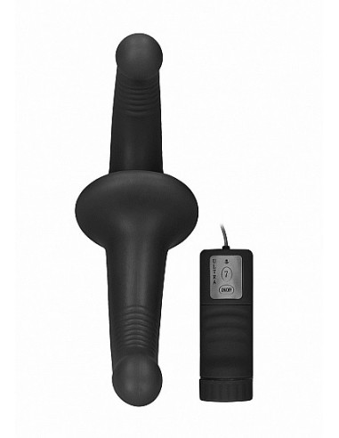 Strapon Z Wibracjami Vibrating Silicone Strapless Strapon - Black - Strap-ony, dilda na pasku z wibracją - 3