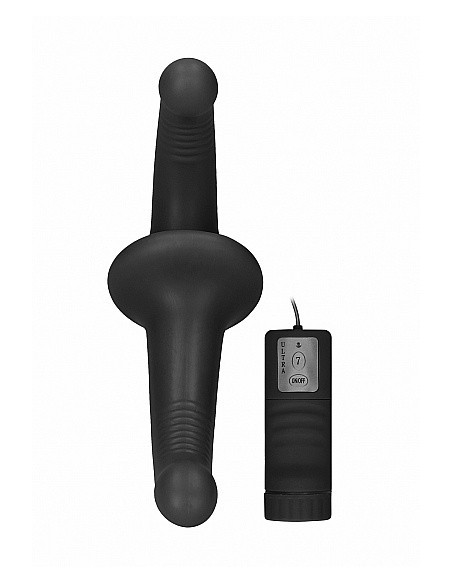 Strapon Z Wibracjami Vibrating Silicone Strapless Strapon - Black - Strap-ony, dilda na pasku z wibracją - 3