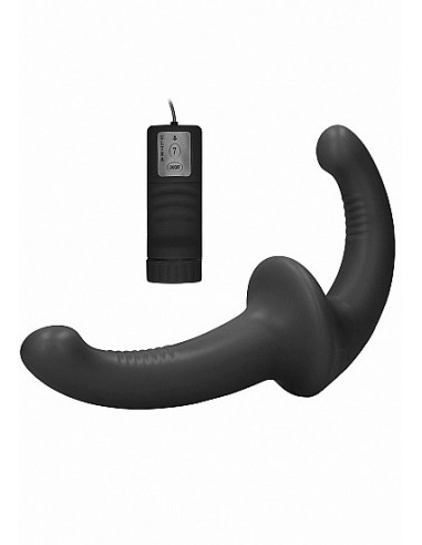 Strapon Z Wibracjami Vibrating Silicone Strapless Strapon - Black - Strap-ony, dilda na pasku z wibracją - 4