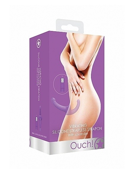 Strapon Z Wibracjami Vibrating Silicone Strapless Strapon - Purple - Strap-ony, dilda na pasku z wibracją - 2