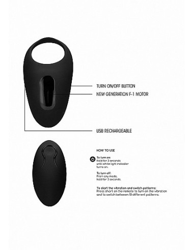 Pierścien erekcyjny wibrujący No. 74 - Remote Controlled Czarny - Pierścienie erekcyjne wibrujące - 5