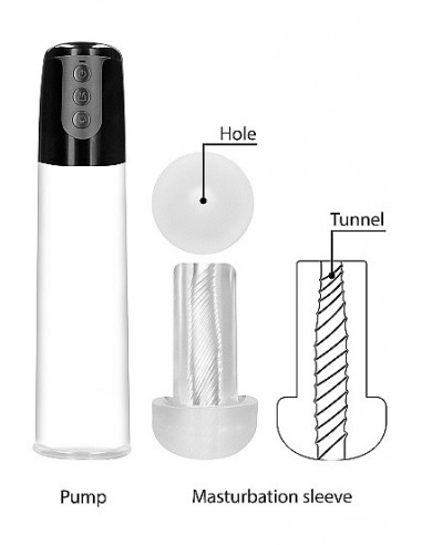 Pompka Erekcyjna Do Penisa Automatic Cyber Pump With Masturbation Sleeve - Transparent - Pompki erekcyjne i powiększające penisa