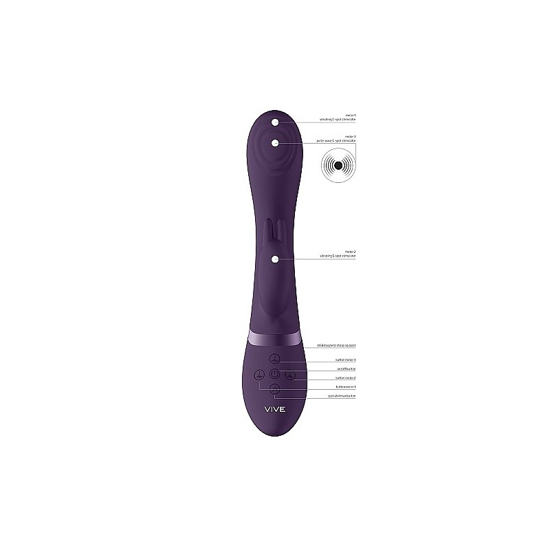 Wibrator typu króliczek Cato Pulse G-Spot Rabbit Purple - 3 silniki, 10 trybów, długość wprowadzania 11 cm - 3