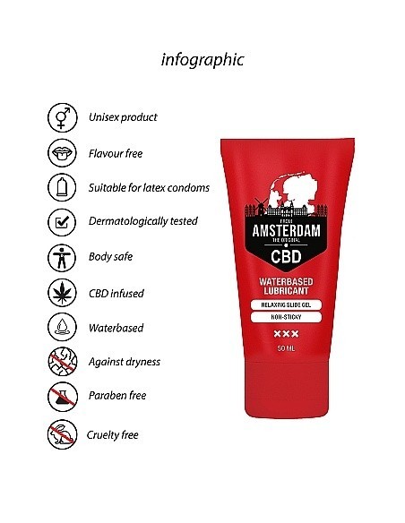 Wodny lubrykant Original CBD from Amsterdam Waterbased Lubricant 50 ml - Lubrykanty, feromony i olejki do masażu CBD - 8