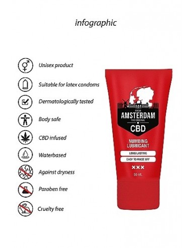 Wodny lubrykant Original CBD from Amsterdam Numbing 50 ml - Lubrykanty, feromony i olejki do masażu CBD - 8