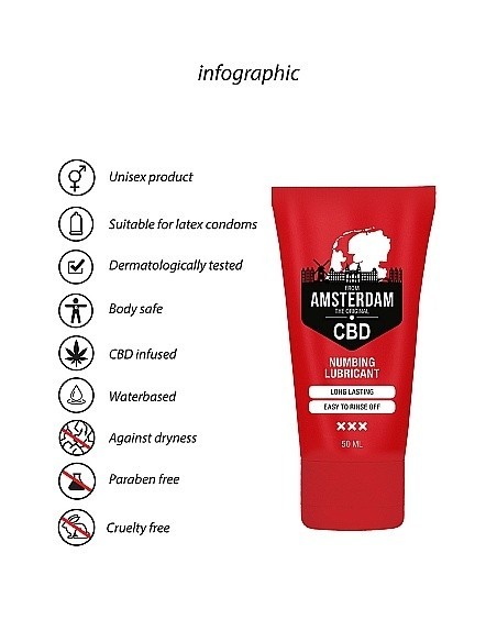 Wodny lubrykant Original CBD from Amsterdam Numbing 50 ml - Lubrykanty, feromony i olejki do masażu CBD - 8
