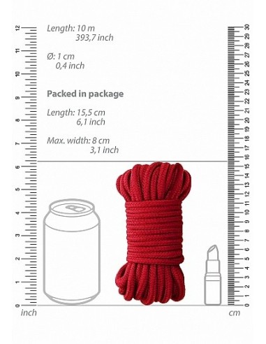 Gruba lina do wiązania i BDSM Thick Bondage Rope - 10 meter - Red - Liny, sznury BDSM - 4