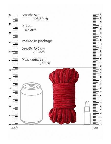Gruba lina do wiązania i BDSM Thick Bondage Rope - 10 meter - Red - Liny, sznury BDSM - 4