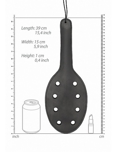 Packa do klapsów Saddle Leather Paddle With 8 Holes - Black - Baty, pejcze i packi - 2