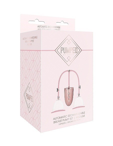Pompki na sutki Automatic Rechargeable Breast Pump Set - Medium - Pink - Pompki do sutków i pochwy - 2