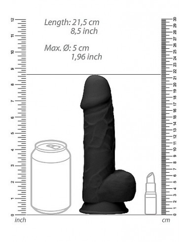 Realistyczne Dildo Silicone Dildo With Balls - 21,6 Cm - Black - Dilda realistyczne - 8