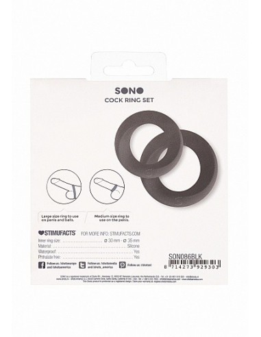 Zestaw pierścieni erekcyjnych na penisa NO. 86 - Cock Ring Set - Black - Pierścienie erekcyjne niewibrujące - 3