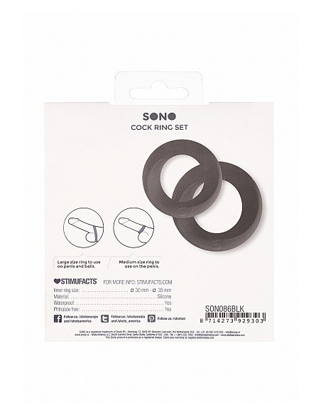 Zestaw pierścieni erekcyjnych na penisa NO. 86 - Cock Ring Set - Black - Pierścienie erekcyjne niewibrujące - 3