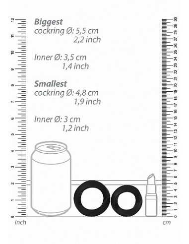 Zestaw pierścieni erekcyjnych na penisa NO. 86 - Cock Ring Set - Black - Pierścienie erekcyjne niewibrujące - 4