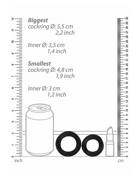 Zestaw pierścieni erekcyjnych na penisa NO. 86 - Cock Ring Set - Black - Pierścienie erekcyjne niewibrujące - 4