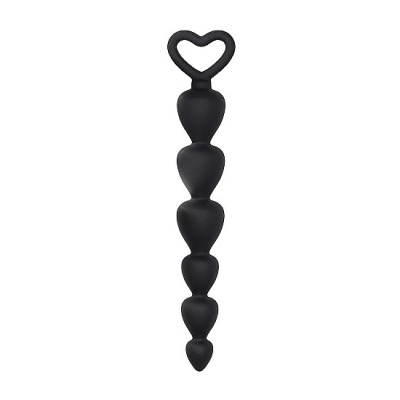 Kulki analne Silicone Anal Beads Black - silikonowe, 6 stopniowanych kul, długość wprowadzania 14,8 cm - 1